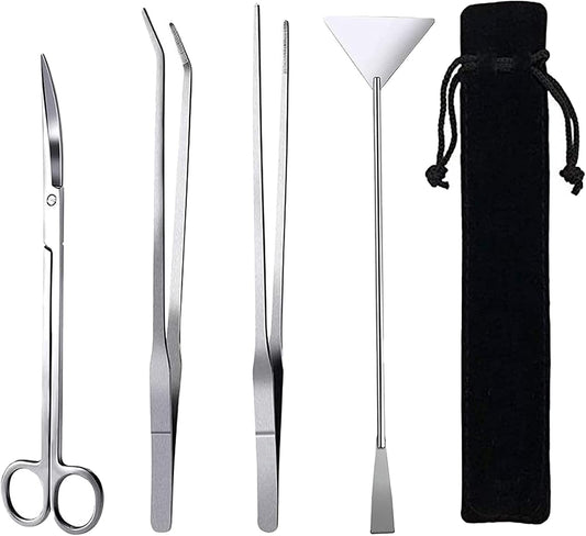 15in Aquascaping Tools, 4 in 1 Long Aquarium Tweezers Scissors Spatula, Stainless Steel Aquatic Plants Aquascaping Tools