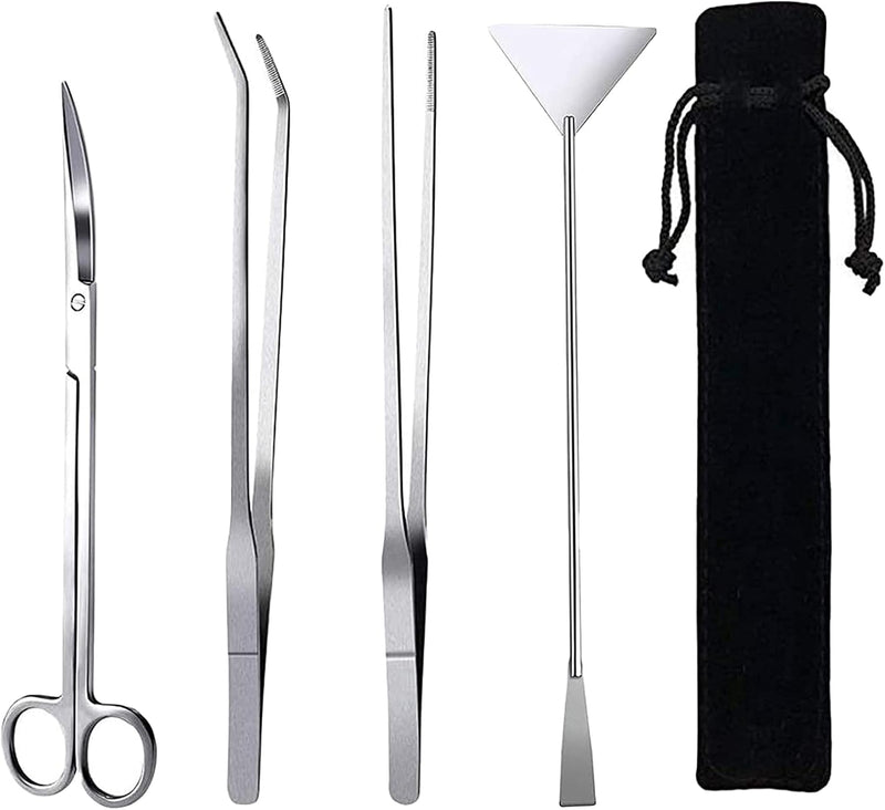 15in Aquascaping Tools, 4 in 1 Long Aquarium Tweezers Scissors Spatula, Stainless Steel Aquatic Plants Aquascaping Tools