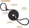 BTINESFUL 5FT 6FT 7FT Slip Lead Dog Leash, Strong Nylon Rope Leash, 1/4" Dog Training Lead for Small Medium Dogs (1/4" * 7 FT, Black)