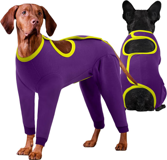 IDOMIK Dog Recovery Suit, Full Body Surgical Onesie Anti Licking,Purple,XL