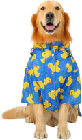 HDE Premium 2-Layer Zip Dog Raincoat Poncho w/Leash Hole & Hood B Duck 3XL