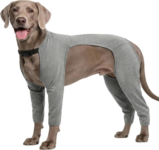 BRKURLEG 4-Leg Dog Recovery Suit, Anti-Licking Surgical Onesie, Grey XXL