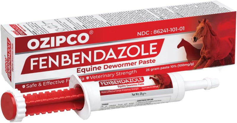 Fenbendazole Equine Dewormer Paste 10% for Horses | 25 Gram Oral Paste Syringe | Broad Spectrum Horse Wormer | Apple Fla