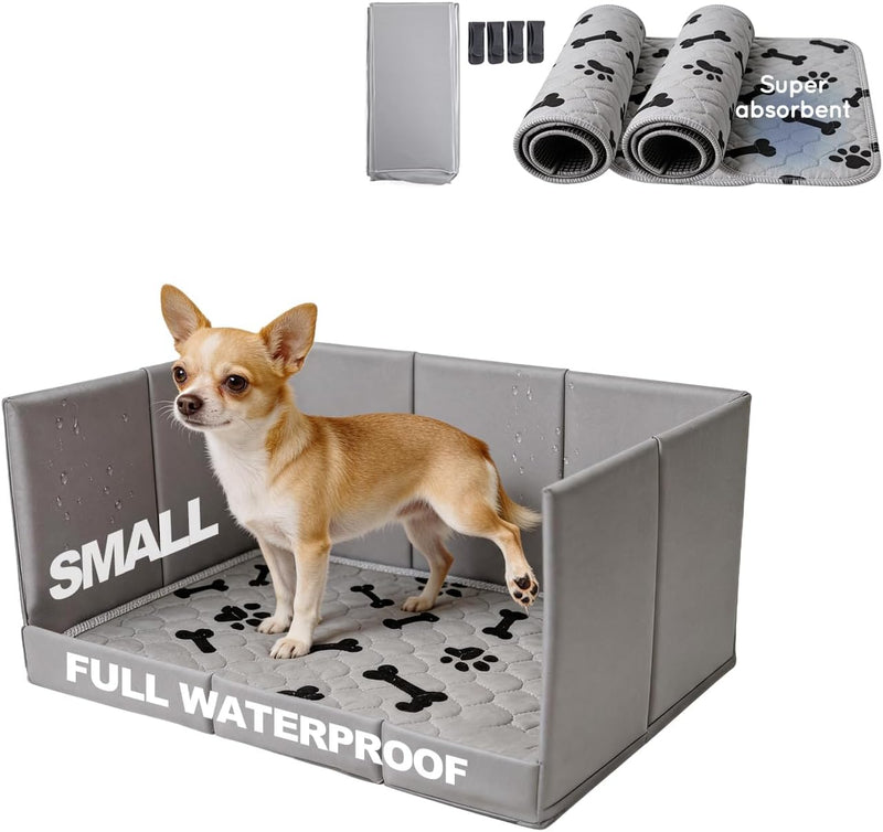 HQ4US 4LEGS Dog Litter Box Pee Pad Holder Foldable with High Walls, Large Indoor Dog Potty Toilet for Puppies,Portable f