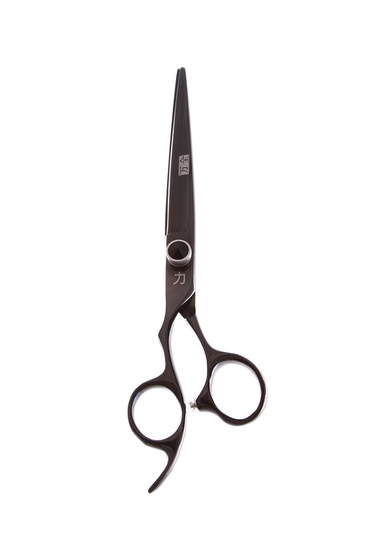 ShearsDirect 440c Japanese Stainless True Left-Handed Shear with Ergonomic Handle, Black, 7 Inch, 2.7 Ounce