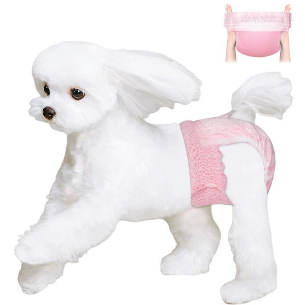 Ambreview Disposable Dog Diapers Female, Just Pull It Up, Doggie Diapers for Female Dogs, Strong Absorbency | Leak Proof, for Dogs in Heat | Elderly | Disabled, M 10 PCS