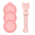 DORUI Cat Treat Spoon Squeeze & 3 Pcs Can Lids | Cat Treat Feeder for Liquid Snack | Universal Silicone Pet Can Covers BPA Free | Churu Spoon Dispenser(Pink)