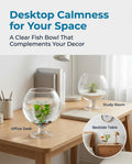 SUPVOX Glass Fish Bowl 6.7 Inch Round Goldfish Tank - Clear Glass Aquarium for Desktop Hydroponic Plants and Home Office