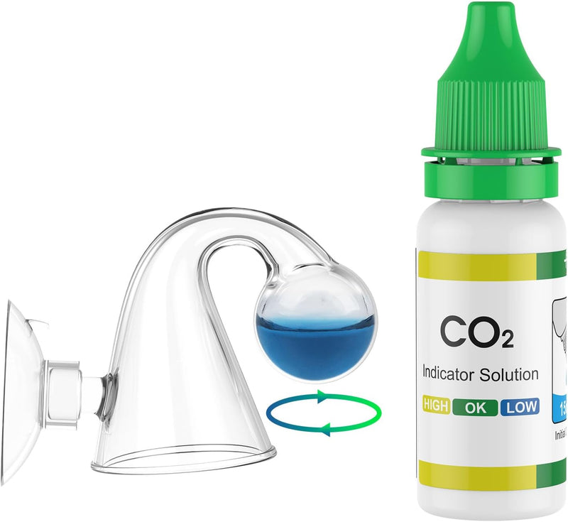 Pawfly Glass CO2 Drop Checker for Aquarium CO2 Indicator for Planted Fish Tank CO2 Monitor Kit with Solution & Suction C