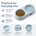 Pet Food and Water Bowl, Double Feeding Bowls, Small Grey, for Cats and Small Dogs, Portable Pet Accessories
