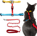 Travel Cat Harness and Bungee Leash Set - 2 in 1 Adjustable Escape Proof Cat Harness & Leash for Small, Medium, Large Ca