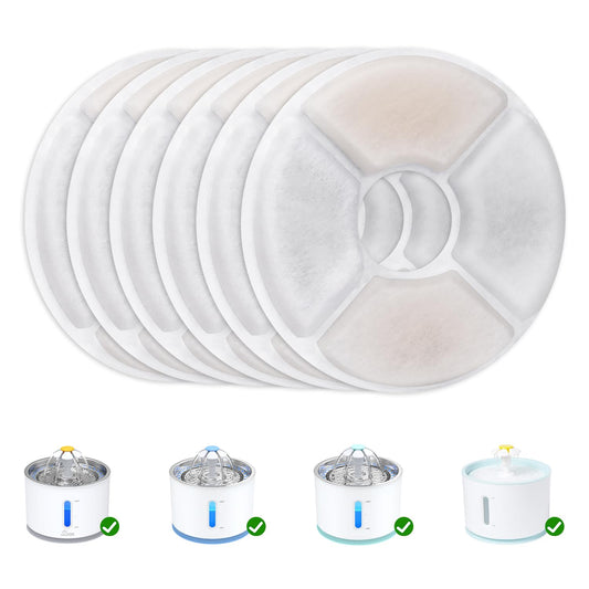 Wonder Creature Cat Water Fountain Filter Replacement, 6/8/12/16/8+4 Pack, Round Carbon Filters for 81oz/2.4L Stainless Steel Top Automatic Pet Fountain (6 Pack)
