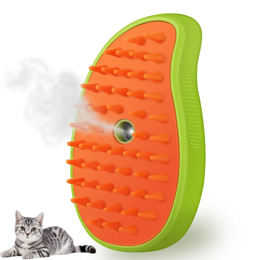 Cat Steam Brush, 3 In 1 Steamy Pet Brush, Silicone Massage Dog Hair Remover Comb, Spray Mist Grooming for Indoor Kittens
