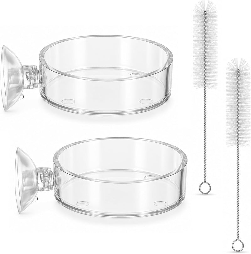 2 Pack Acrylic Shrimp Feeding Dish 60mm Tank Feeder with Suction Cup