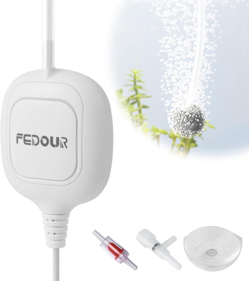 FEDOUR Mini Whisper Aquarium Air Pump, Nano Ultra Quiet Fish Tank Aerator, Fish Tank Bubbler Pump for Up to 10Gallon Bet