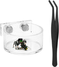 Jumping Spider Feeding Dish Set, Magnetic Acrylic Water Food Bowl with Feeding Tweezers, Jumping Spider Enclosure Access