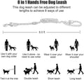 Hands Free Dog Leash(8.5ft), 8 in 1 Multifunction Nylon Double Leash for Dogs,1.2cm Adjustable Waist with Reflective Sti