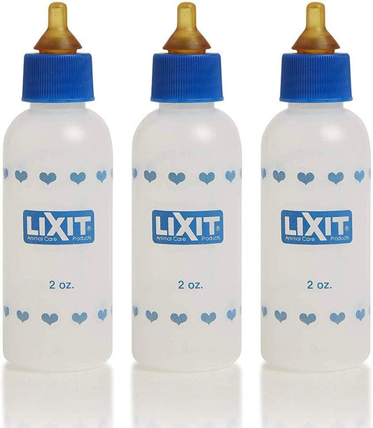 Lixit® 2 Ounce Nursing Bottle for Kittens Small Puppies, and Small Animals - Made in USA (3 Pack, 2 Ounce)