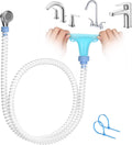 Slip-On Dog Shower Attachment for Bathtub Faucet, Ear-Tab Zip-Tie Connector, Handheld Sprayer Head, 6 ft Hose, Fits Spou