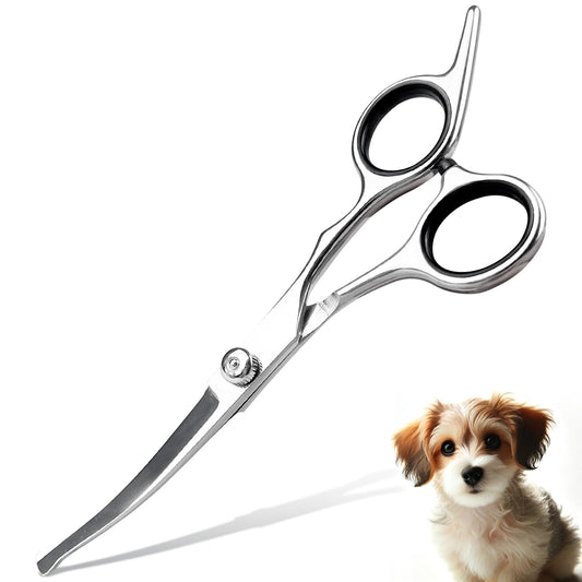 Professional Curved Dog Grooming Scissors with Rounded Tips, Cat Shears, 4CR Stainless Steel Curved Blades, Pet Home Grooming Tools