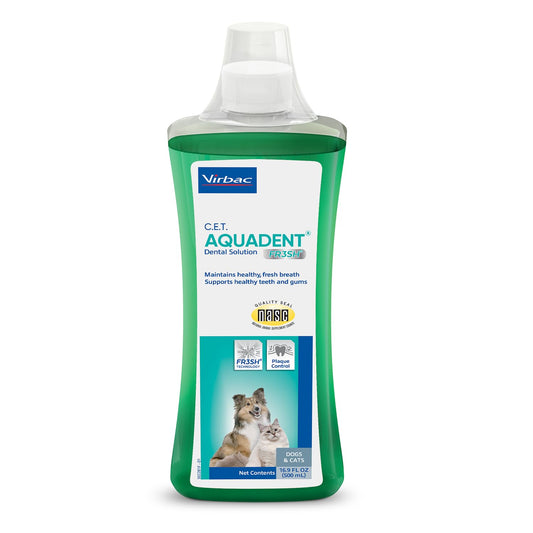 Virbac C.E.T. AQUADENT® FR3SH® Dental Solution for Dogs & Cats - Supports Dental Health & Fresher Breath - VOHC Approved for Dogs (500 ml)