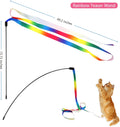 12PCS Interactive Kitten Toys, Retractable Indoor Cat Wand Toys with Replacement Teaser, Rainbow Ribbon and Make Exercis