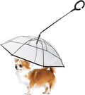 LESYPET Small Dog Umbrella, 29" Width Clear Dogs Umbrella Waterproof Dog Raincoat with Chain Leash for Outdoor Walking R