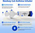 Neobay Cat Inhaler Spacer with Unique Panic Soother & Sensitive Breath Indicator – Designed for Cats with Asthma & Respiratory Issues, Includes 2 Cat Inhaler Masks Blue 2 Packs