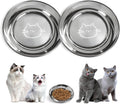 Stainless Steel Cat Bowls Food Dishes for Indoor Cats Cats Shallow Whisker Friendly 6.4Inches Cat Food Water Dishes Bowls Whisker Fatigue Relief Dishwasher Safe 2Pcs