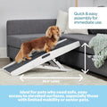 Carlson 39.5" Indoor Pet Ramp, White, Collapsible, Adjustable Height, Includes Handles, Non-Slip Carpet, and Rubber Feet
