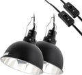 2 Pack Reptile Light Fixture, 8.5in Deep Dome Reptile Lamp Fixture, Optical Reflection Cover, Separate Switch & Hook, Te
