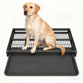 AHJK Indoor Dog Potty Toilet, Elevated Pee Pad Holder for All Breeds, Keeps Paws & Floors Clean, Ideal for Bedroom/Dorm, Rainy Days & Early Mornings/Late Nights (Black,S: 21.3 x 14.7 x 3.2 inch)