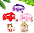 3 Pcs Rabbit Adjustable Collars with Bell, Guinea Pig Bow-Knot Cute Collar, Small Animal Exercise and Interaction Access