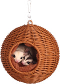 Small Animal Hammock, PP Rattan Hiding Place with Removable Cotton nest, Suitable for Hamsters, Guinea Pigs, Rats, Sugar