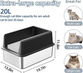 2PACK Stainless Steel Cat Litter Box with Lid,19.7” L x 13.8” W x 11.8”H Deep,Large Metal Litter Box with High Side,for Small and Large Cats,Anti-Leakage Non-Sticky Include Litter Scoop