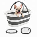 Goderewild Collapsible Pet Bathtub with Wheels and Drainage Hole, 35L Portable Folding Bathing Tub for Dogs Cats, Multi-Purpose Laundry Basket Storage Bin for Camping RV Travel, Space-Saving Design