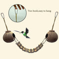 Hamiledyi Coconut Bird Nest Hut with Ladder Hanging Birds Hide House Toy for Cage Natural Coco Shell Hideaway for Parakeet Lovebirds Finch Syrian Hamster Gecko Squirrel Climbing