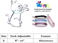 THAIN Rhinestones Cat Dog Collar Soft Velvet Safe Adjustable Collar Bling Diamante with Bells, 8-11 inch for Small Dogs 