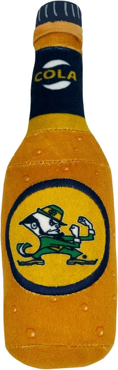 NCAA Notre Dame Fighting Irish Beer Bottle Plush Dog & CAT Squeak Toy - Cutest Stadium SODA Bottle Snack Plush Toy for D