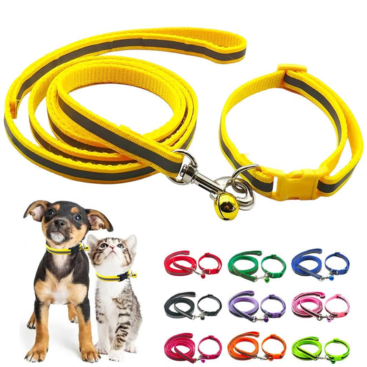 Orange Cat Collar and Leash Set, Reflective Puppy Collar and Leash Adjustable Quick Release Dog Collars for Small Dogs with Bell for Tiny Little XXS XS Extra Small Breed Pets Kittens Girls Boys