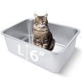HNeekyr Stainless Steel Cat Litter Box for Adult Cats or Kitty/Kitten 18"x14"x6" Rust-Proof, High Side, Non Stick, No Smell, Easy to Clean Metal Cat Litter Box