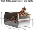 Kirecoo 2 Pack Stainless Steel Litter Box with Lid, Large Enclosed Metal Cat Litter Box Pan High Sided, Easy Clean Anti-Leakage Litterbox Tray for Indoor Big Cats, Kittens or Multicat, Scoop Included