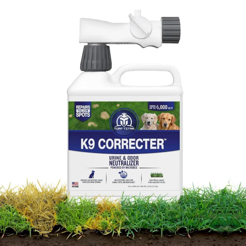 Turf Titan K9 Correcter Dog Urine Neutralizer for Lawns (32 oz) – Fights Yellow Spots and Odors – Grass Dog Urine Neutralizer to Grass Recovery with Weekly Use – Covers Up to 6,000 Sq Ft