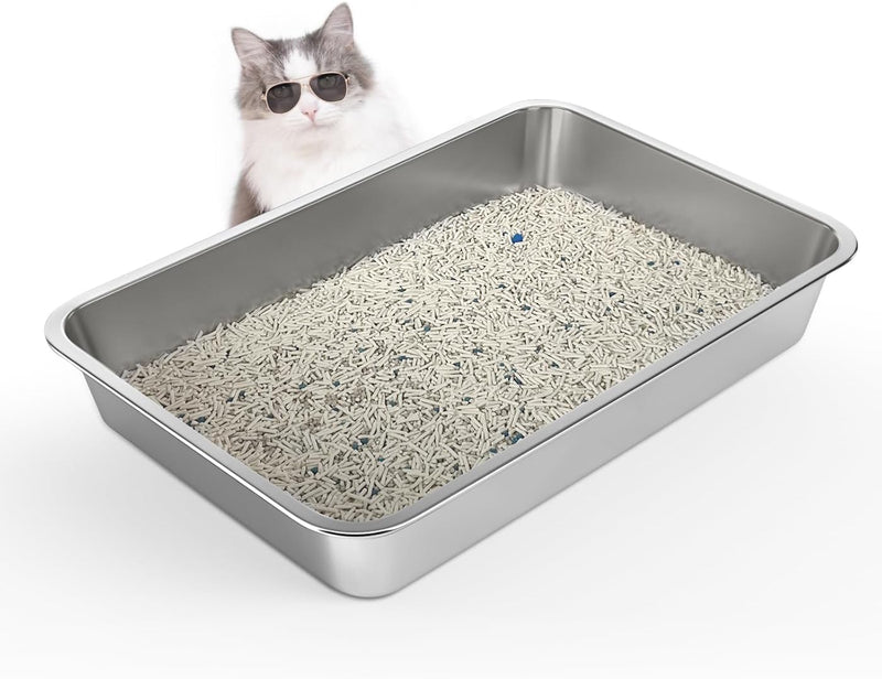 WENBOKMIN Stainless Steel Cat Litter Box - (23.5