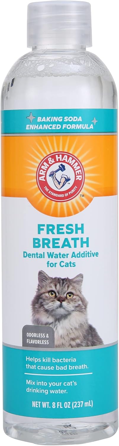 Arm & Hammer for Pets Advanced Care Dental Water Additive for Cats | Cat Teeth Cleaning Product for All Cats | Odorless and Flavorless Cat Dental Rinse, 8 Ounces