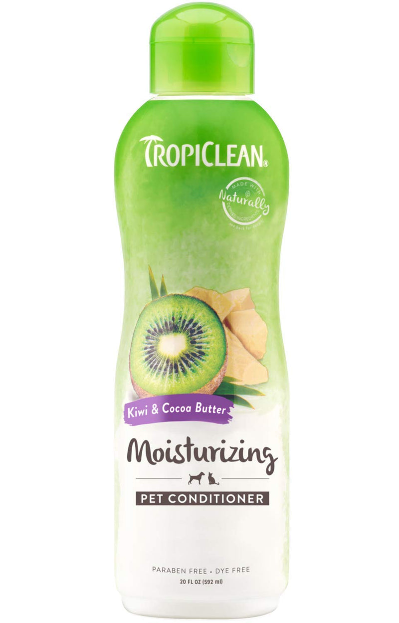 TropiClean Dog Conditioner, Easy Detangling & Moisturizing Conditioner, Puppy Safe, Made in the USA, Kiwi & Cocoa Butter Scent, 20oz.