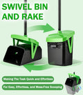 FUSBUNTY Pooper Scooper Swivel Bin & Rake with 100 Waste Bags, Dog Pooper Scooper with Bag Attachment for Large Medium Small Dogs, Poop Scooper with Lid for Lawn Yard Dog Kennel