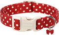 DOGWONG Red White Polka Dot Dog Collar for Small Dogs S