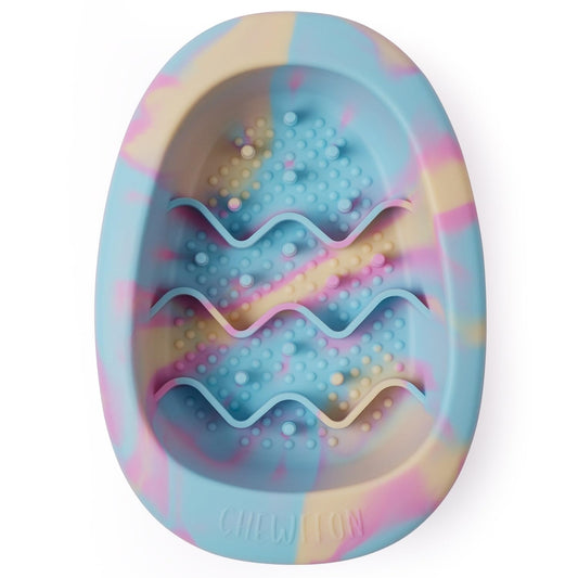 CHEWFFON Dog & Cat Lick Mat Bowls, BPA-Free Silicone Slow Feeder Bowl with Suction Cups, Non Slip Pet Food Bowl Reduces Boredom and Anxiety, Dishwasher Safe, Rainbow Small