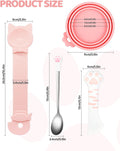 Aecsze 5 PCS Cat Food Can Covers Lids Set, Silicone Pet Food Can Lids with Multi-Function Cat Food Spoon and Opener, Cat Bar Squeezer, Stainless Steel Wet Food Spoon for Cats and Dogs (Pink) (Pink)